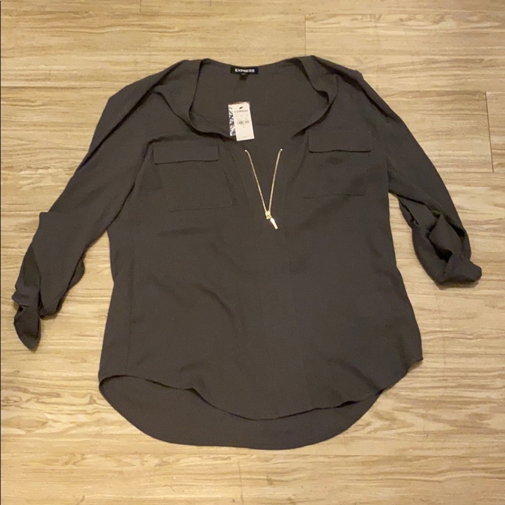 Express grey blouse with zipper